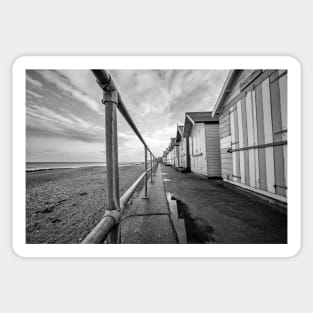 Wooden beach huts in the seaside town of Cromer, Norfolk Sticker